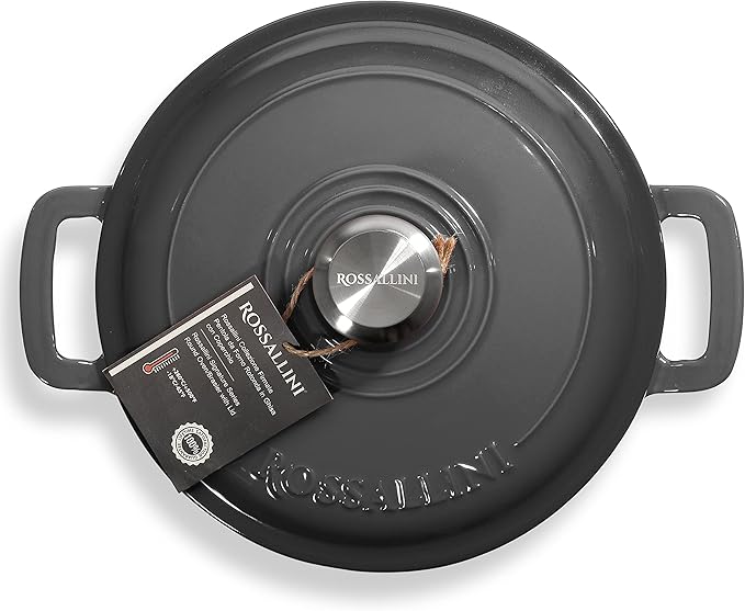 Signature Enameled Cast Iron Braiser, Non-Stick Serving Pot with Tight Fitting Lid for Perfect Roasting, Baking, Sauteing, Searing, and Pan Frying | 2.25Q (2.1L) - Oyster Grey