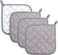 Joyhalo 4 Pack Pot Holders for Kitchen,Cotton Oven Holder with Great Heat Resistance,Non Slip Hot Pads for Kitchen Clearance,Grey