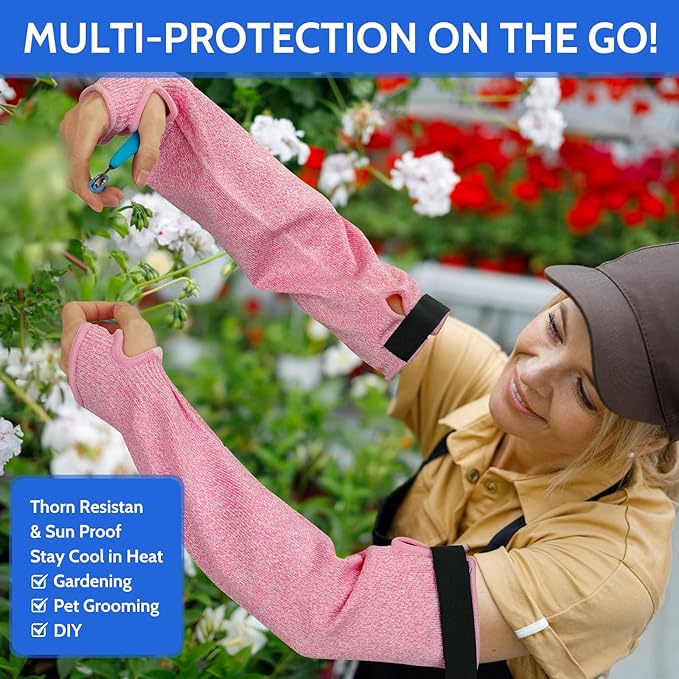 Cut Resistant Arm Guards with Thumb Hole for women, Gardening Sleeves for Kitchen, Welding, Pet Grooming, Family-Safe Arm Protectors, 1 Pair, Durable & Comfortableorange