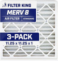 Filter King 11.25x11.25x1 Air Filter | 3-PACK | MERV 8 HVAC Pleated A/C Furnace Filters | MADE IN USA | Actual Size: 11.25 x 11.25 x .75"