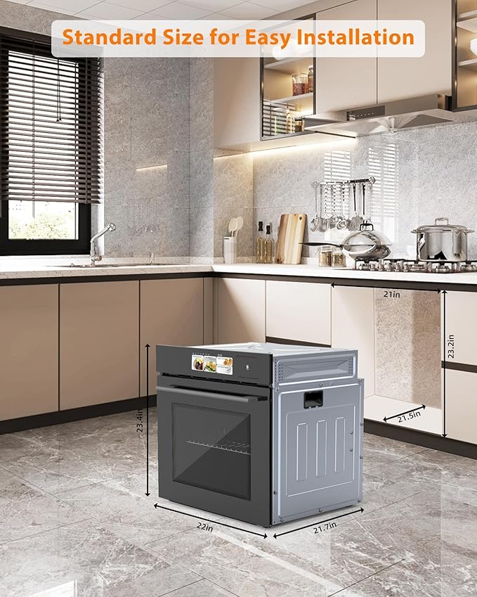 24 in Built-in Steam Oven,70 L Electric Wall Oven with TFT Display & Air Fry,1℃ Precision,108 Menus,Enamel Cavity