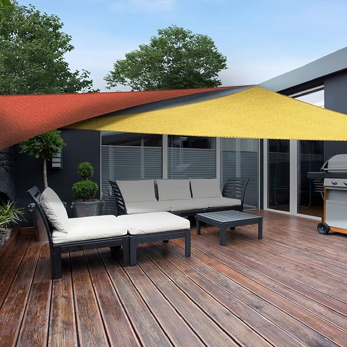 AsterOutdoor Sun Shade Sail Triangle 12' x 12' x 12' UV Block Canopy for Patio Backyard Lawn Garden Outdoor Activities, Sand