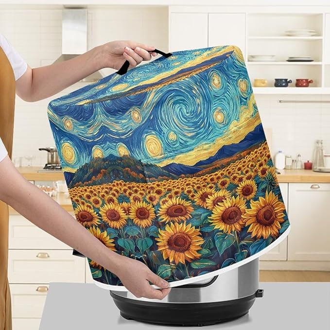 Pressure Cooker Cover for Women, Dust-proof Cover for Rice Cooker Air Fryer Kitchen Appliance Covers with Top Handle and Pocket Sunflower Print Home Kitchen Decor Gifts for Friends