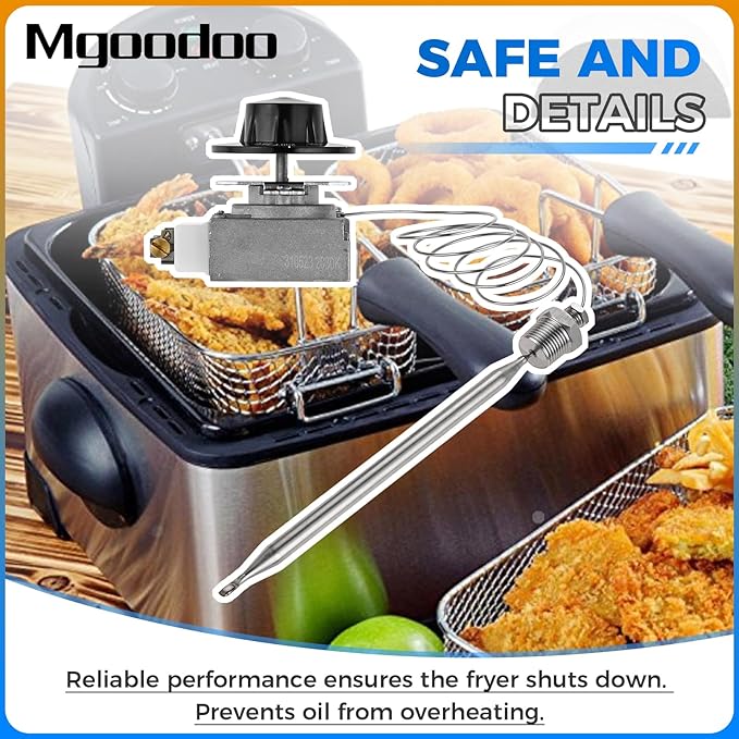 Mgoodoo RX-2-24 Thermostat for Fryer with Knob, 3/8" Mpt Stuff Box, Minivolt Thermostat Control Compatible with Atosa 301030004, Robertshaw 5300-402, Adcraft Deep Fryer, 200-400F.