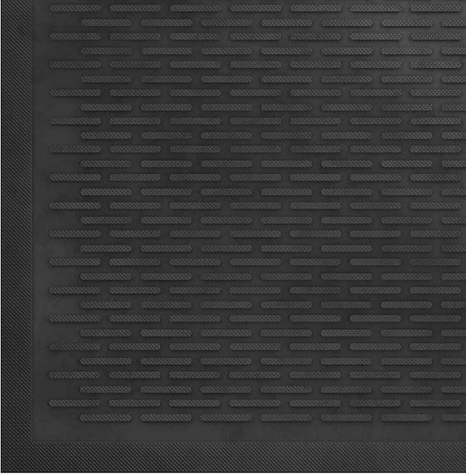 Ottomanson Heavy Duty Rubber Floor Mat – Non-Slip, Waterproof, Easy to Clean – Utility Rug for Entryway, Kitchen, Garage, or Patio – Stain Resistant, Hose Washable – 24" x 36", Black