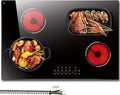 4 Burner Electric Cooktop, Built-in 30 Inch Electric Stove Top 6600W, Ceramic Stove Top with Expanded Zone, Touch Control, Child Lock, Timer, Pause Control, 220V - 240V Hard Wire, No Plug