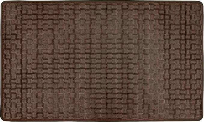 Achim Home Furnishings Woven-Embossed Faux-Leather Anti-Fatigue Mat - 18in x 30in - Espresso