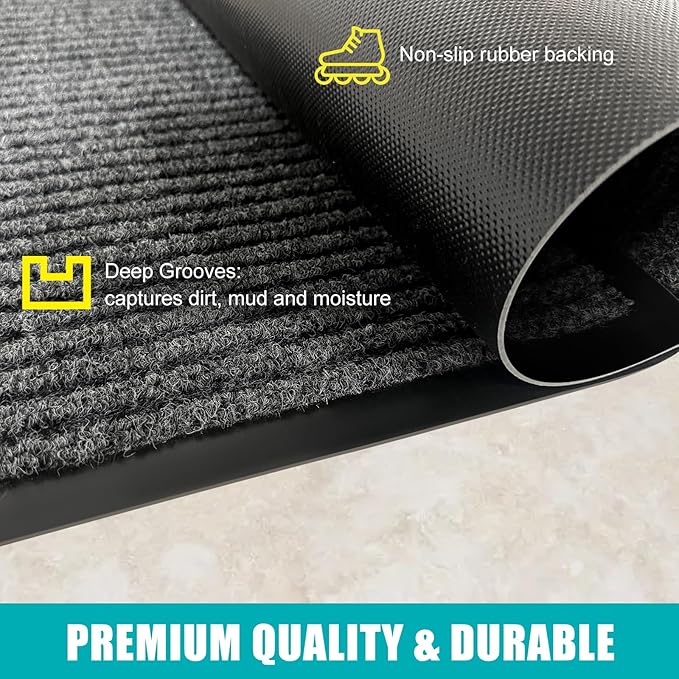 Azadx 4'x6' Front Door Mat Heavy Duty Indoor Outdoor Door Mat Non-Slip Backing Doormat for Entryway Stain and Fade Resistant Commercial Floor Mats Entry Mat Low Profile Welcome Door Mats
