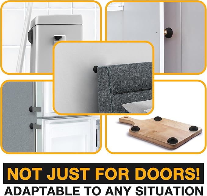 Ducki Wall Protectors - 4 Black Glass - Self Adhesive, Reusable Solution for Stopping Wall Damage & Noise from Doors, Refrigerator & More in Your Home & Office - Durable, Shock Absorbent, Discreet