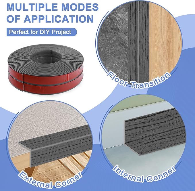 Wall Corner Protector Moulding Trim Peel and Stick Wall Corner Guards Trim Flexible Self Adhesive Edge Protector Moulding, 1.6 in x40 Ft, Deep Gray Wood