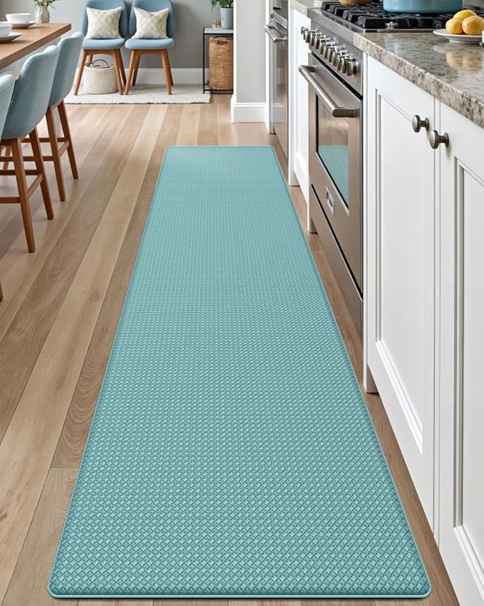 DEXI Kitchen Floor Mats Cushioned Anti Fatigue, 17x95, Long Standing Runner Rug Waterproof, Comfort Memory Foam Padded for Front Sink Laundry, Turquoise