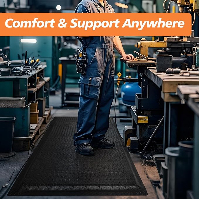 Anti Fatigue Mats Industrial 3' x 7' 15/16" Thick Ergonomic Standing Mat Commercial Kitchen Mat Heavy Duty Diamond Plate Cushioned Shop Floor Mats Helps Relieve Back and Leg Soreness