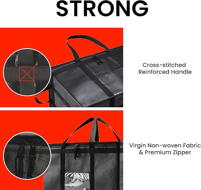 NZ home Insulated Bags for Food Delivery (3XL) Grocery Shopping Cooler Bag, Pizza Delivery, Hot & Cold Catering Tote, Reusable, Foldable & Heavy Duty (Black)
