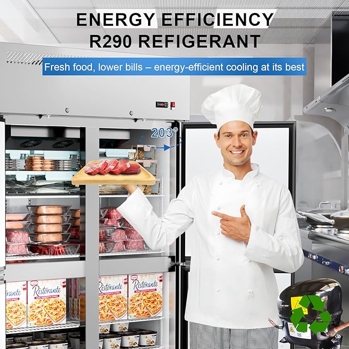 48"W 4 Door Commercial Freezer Stainless Steel 36 Cu.ft Freezer for Restaurant, Bar, Shop etc