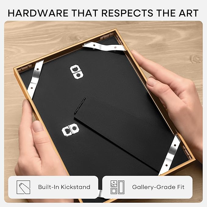Homeforia A4 Picture Frame Bronze, High End Metal 8.3 x 11.7 inch Brass Poster Frames with Mat 5.8 by 8.3 Print, A4 Frames Matted to A5 Photo, 8.3x11.7 Wall or Tabletop Frame, Tempered Glass, Set of 2