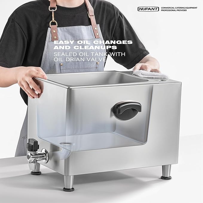 Deep Fryer with Basket and Lid Commercial Fryers with Oil Filtration and Timer 12L/12.7QT Electric Countertop Fryer Stainless Steel Single Tank Fryer for Home and Reastaurant Use 110V 1750W
