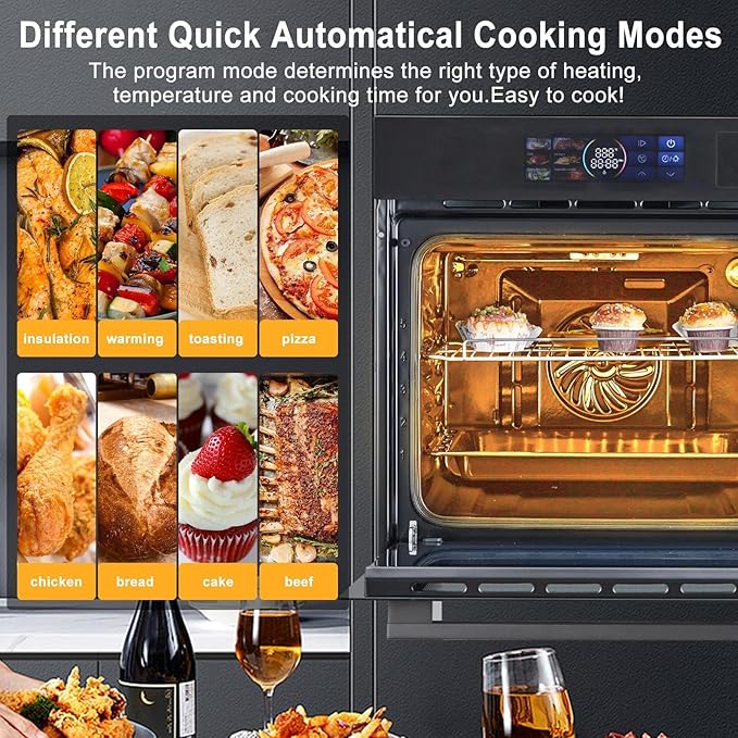 24 in Built-in Steam Oven,70 L Smart Wall Oven with LED Display,1°C Precision,Air Fry,Energy Saving
