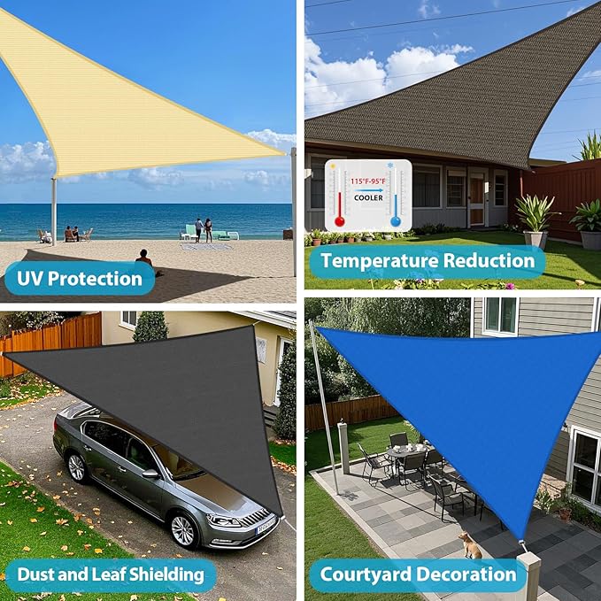 Amagenix Sun Shade Sail 6X6X8.5 Curved Edge Outdoor Shade Canopy Beige Breathable 95% UV Block Shade Cloth for Patio Garden Backyard (We Make Custom Size)
