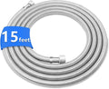 15FT Stainless Steel Braided Water Supply Line for Dishwasher, Brass 3/8 Inch Compression x 3/8 Inch Compression Connections, Food Grade PEX Inner Tube Water Hose