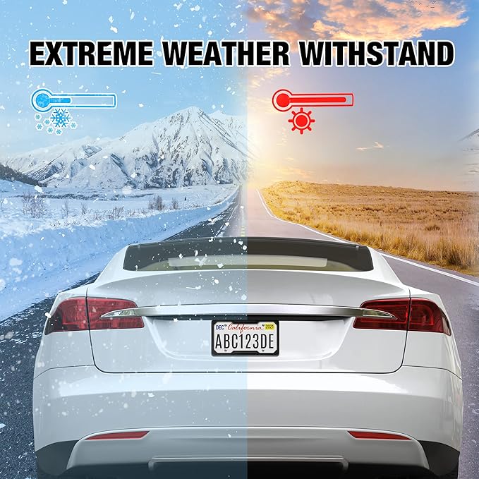 DURATECH Silicone License Plate Frames, Rust Proof Plate Cover for Car, Rattle Proof Plate Protector with Installation Tool Kits, Waterproof License Plate Holder for Extreme Weather (2Pc, Black)