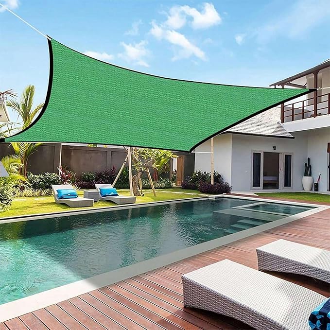 Outdoor Garden Square Green Sun Shade Sail Canopy with Enhanced Ventilation, 2x2m 14-Stitch, UV Protection