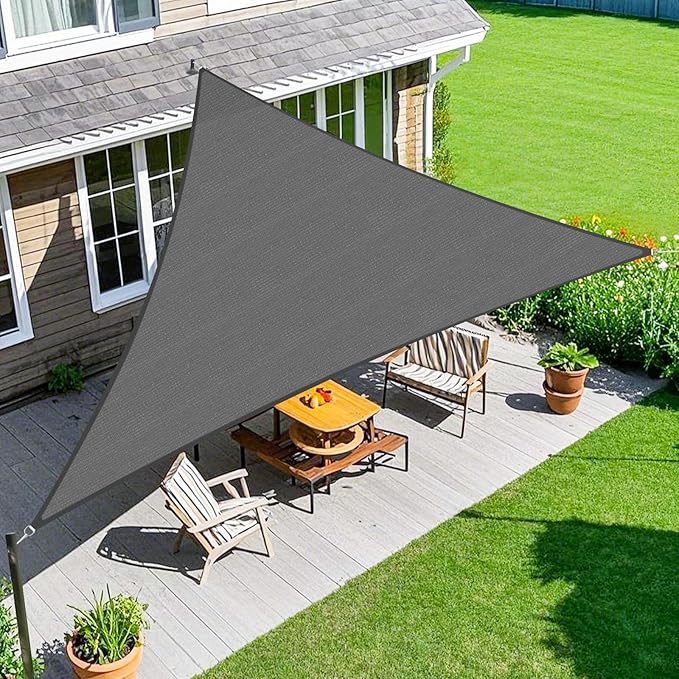 Amagenix Sun Shade Sail 10X12X12 Curved Edge Outdoor Shade Canopy Dark Grey Breathable 95% UV Block Shade Cloth for Patio Garden Backyard (We Make Custom Size)