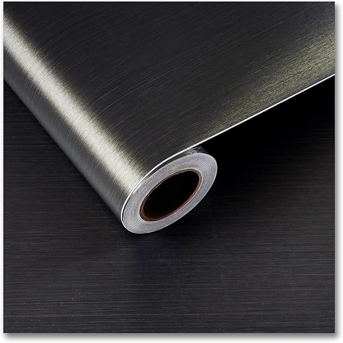 CRE8TIVE Bronze Black Stainless Steel Contact Paper for Appliances 12"x354" Thick Brushed Metallic Wallpaper Stick and Peel Heat Resistant Self Adhesive Vinyl Kitchen Wallpaper for Fridge Dishwasher