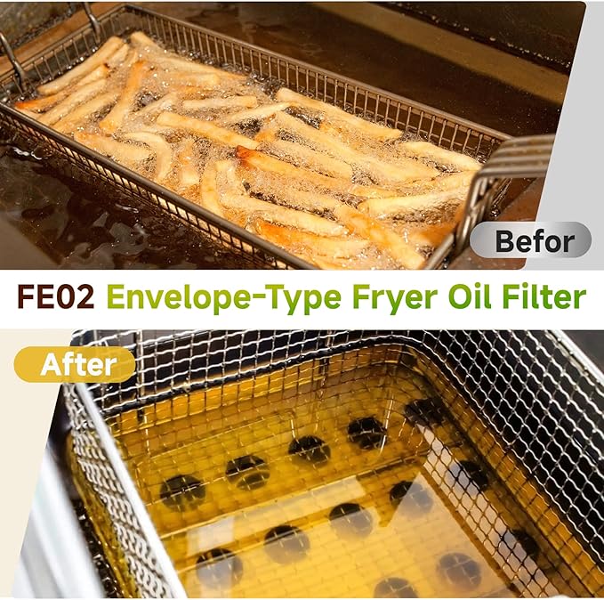 FE02 Envelope-Type Fryer Oil Filter 15 1/2" x 14" 100 Sheets Compatible with RF HUNTER Ecco One ＆ Hf Series