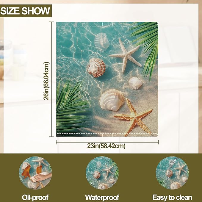 Starfish Shells Dishwasher Magnets Decorative Cover,Sea Beach Magnet Fridge Panel Decal for Home Kitchen Decor,23x26 in