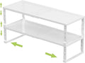 Expandable Adjustable Stackable Kitchen Organizer, Spice Rack,Metal Pantry Storage Shelves Racks,Counter Shelf for Cabinets, Countertop, Cupboard(2 Packs/Large/White)