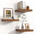Square Floating Shelves for Wall 12"W x 12"D x 1.2"H, Engineered Wood Wall Shelves with Invisible Brackets for Living Room Bedroom Bathroom Office Kitchen Storage Decor, Rustic Brown Finish, Set of 3