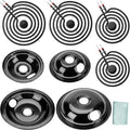 Electric Stove Burner Coil Elements MP15YA MP21YA and 5304430150 5304430149 Porcelain Black Drip Pans Replacement for ken-more fri-gidaire Electric Stove Burners for Electric Stove Top by Fetechmate