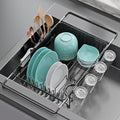 Dish Drying Rack in Sink: Expandable, 3-Slot Utensil Holder, Anti-Slip Handle. Small Dish Rack: Ideal for Small Households. Kitchen Drying Rack: Black