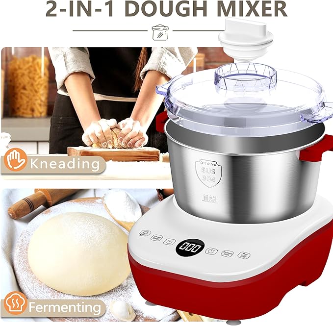 AIZIYO DoughChief, 5.3QT Dough Mixer, Dough Maker with Ferment Function, Touch Panel Control, 304 Stainless Steel Bowl, Removeable lid, Dough Proofing Box for Pizza, Bread, Pasta & Mochi