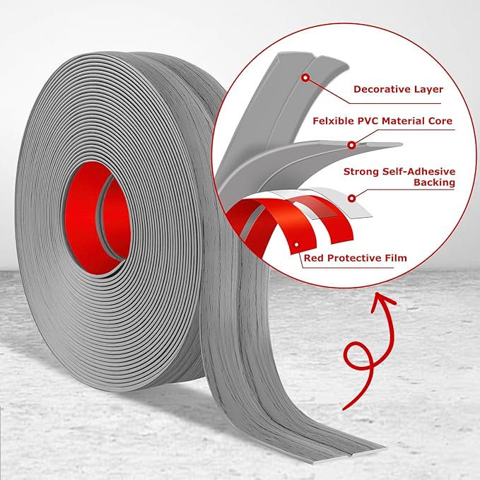 Flexible Wall Corner Protector Moulding Trim Peel and Stick Wall Corner Guards Edge Protector Self Adhesive Molding Trim Strip for Edge Ceiling (Light Gray Wood Grain, 2.4 in x 40 Ft)
