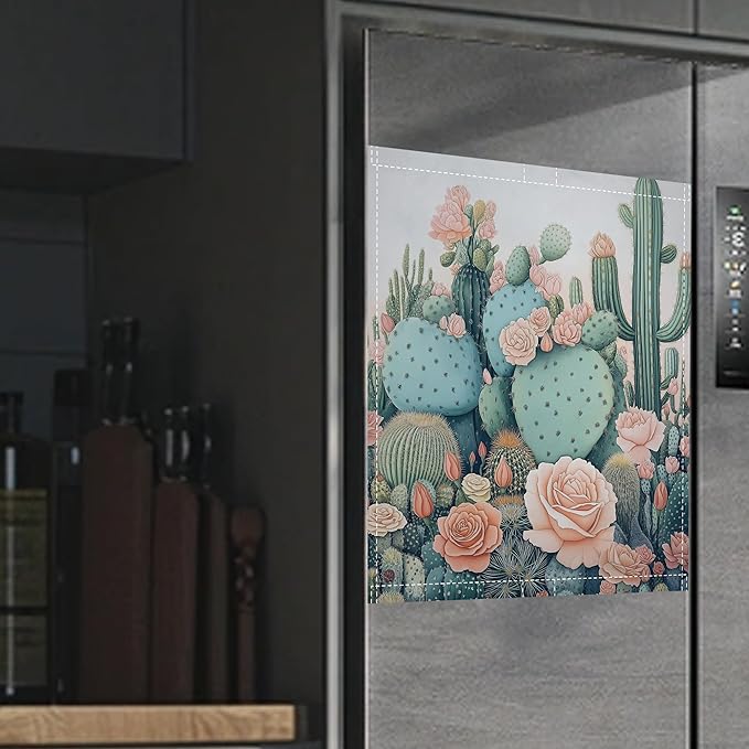 Blooming Cactuses Dishwasher Magnets Decorative Cover,Tropical Magnet Fridge Panel Decal for Home Kitchen Decor,23x26 in