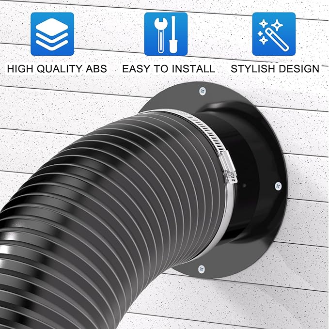 Hon&Guan 3 Inch Duct Connector, Plastic Duct Flange Vent Systems 3 Flange for Heating Cooling Ventilation Vent System-2PCS.