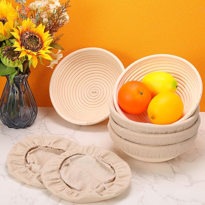 Gejoy 20 Sets Bread Proofing Baskets Bulk Banneton Dough Proofing Bowls Kit with Cloth Liner Sourdough Basket for Home Sourdough Bakers Supplies(Round,9 Inch)