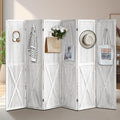 6 Panel Pegboard Room Divider, 5.6Ft Pegboard Display Folding Privacy Screens, Wood Room Divider Peg Board Display Freestanding for Trade Show Craft Show Home Wall Organizer, Retro White