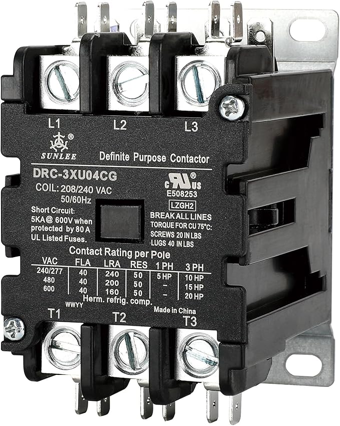 SUNLEE 3 Pole 40 Amp contactor 240V coil UL Recognized A2L Compliant OEM fits Siemens 42CF35AG equivalent DP Contactor HVAC Contactor