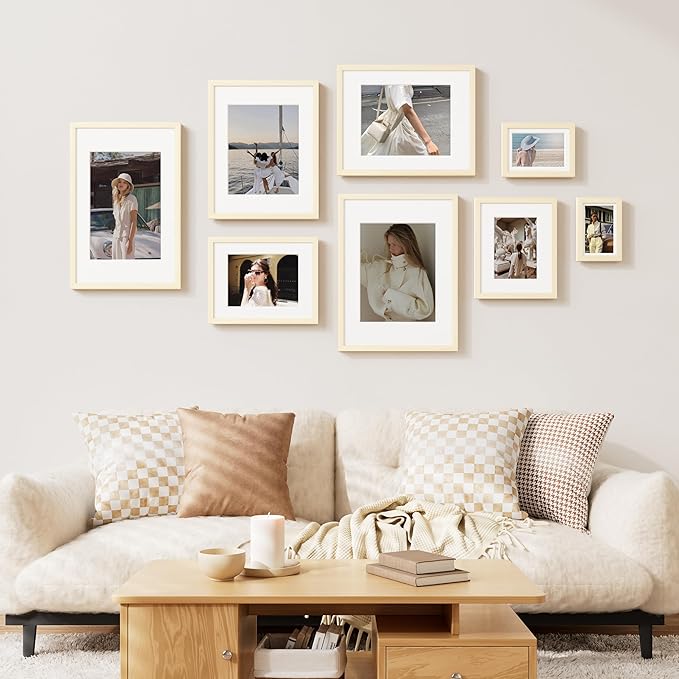 Vittanly 12x16 Picture Frame Set of 2, Solid Wood Frame for Wall Art Photo and Prints, Display Photo 8.5x11 with Mat or 12x16 without Mat, White