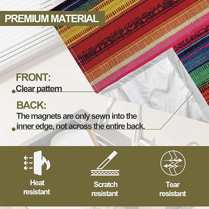 Magnetic Dishwasher Cover,Mexican Reusable Dishwasher Magnetic Cover Ethnic Stripes Rainbow Decorative Door Covers Panel for Home Kitcen 23" x 26"