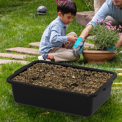 24 L Black Food Service Bus Tub, Plastic Commercial Bus Tubs, 6 Packs