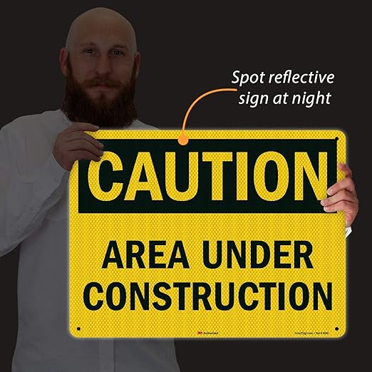 SmartSign "Caution - Area Under Construction" Sign | 18" x 24" 3M High Intensity Grade Reflective Aluminum