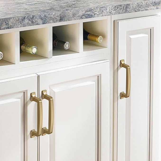 khtumeware 2 Pack 6-1/4 Inch Kitchen Cabinet Handles Brushed Brass Cabinet Pulls Brushed Gold Drawer Pulls Kitchen Cabinet Hardware Kitchen Handles for Cabinets Cupboard Handles Drawer Handles
