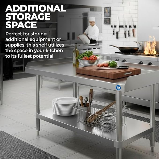 Stainless Steel Equipment Stand with Undershelf – Commercial Grade, NSF Certified | Heavy Duty Table for Restaurant Equipment | (24" Width x 60" Length)