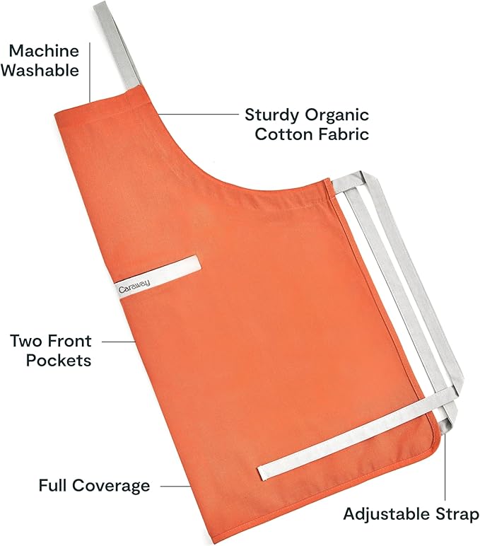 Caraway Apron - 100% Organic Cotton Apron - Features 2 Pockets & Adjustable Neck Strap