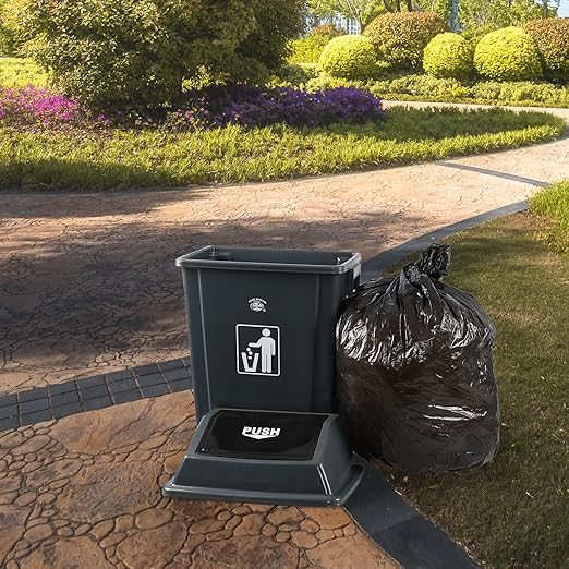10 Gallon Plastic Garbage Can with Swing Lid, Set of 4 Large Trash Can Waste Bin, Grey