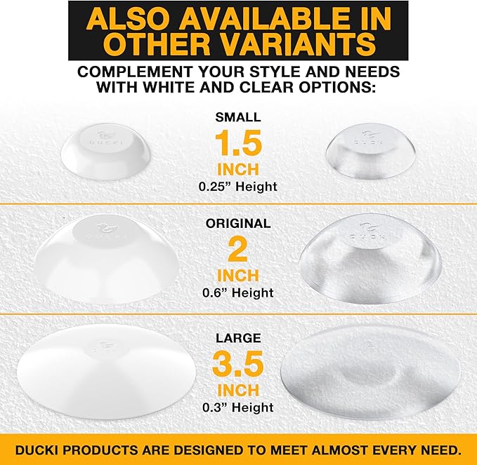 Ducki Wall Protectors - 4 Black Pearl- Self Adhesive, Reusable Solution for Stopping Wall Damage & Noise from Doors,Refrigerator & More in Your Home or Office -Durable, Shock Absorbent & Discreet