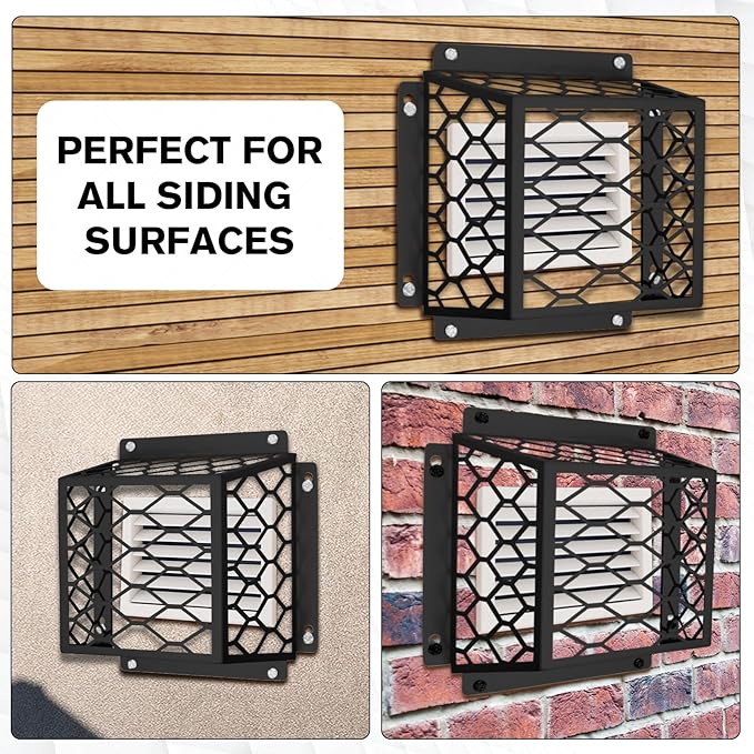 Dryer Vent Bird Guard – Steel Exhaust Vent Cover for 3" to 4" Dryer & Bathroom Vents, Keeps Birds and Small Animals Out, Galvanized Metal Cage, 7"x7"x5" (Black-1PCS)